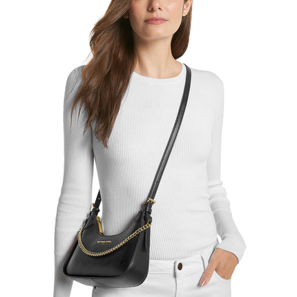 Michael Kors Women's Wilma Small Leather Crossbody Bag Black/Gold