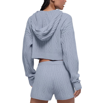 alo Women's Cable Knit Winter Bliss Hoodie Winter Frost