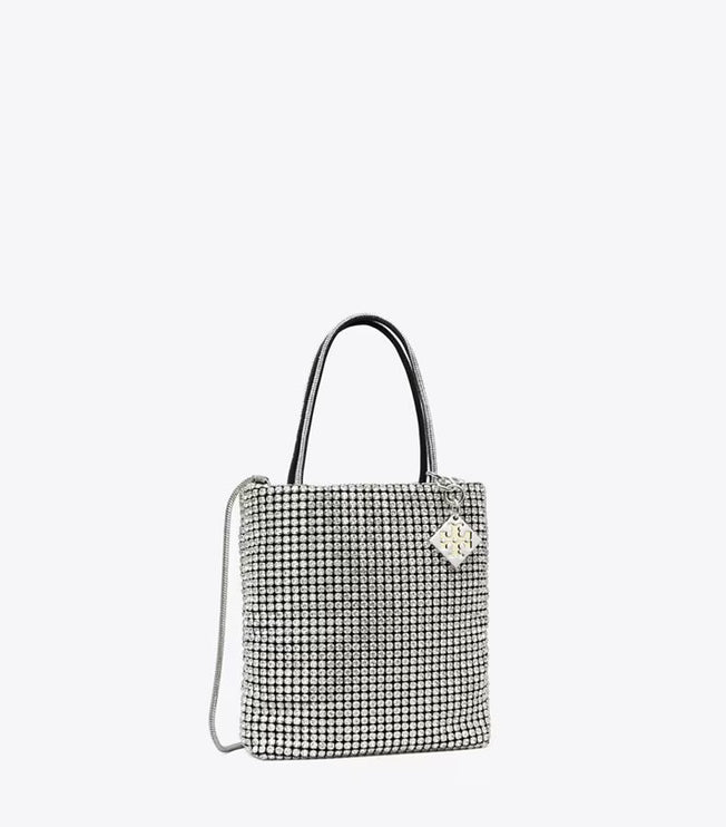 Tory Burch Women's Night Owl Crystal-Embellished Mini Tote Silver