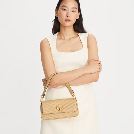Tory Burch Women's Small Kira Chevron Flap Shoulder Bag Desert Dune