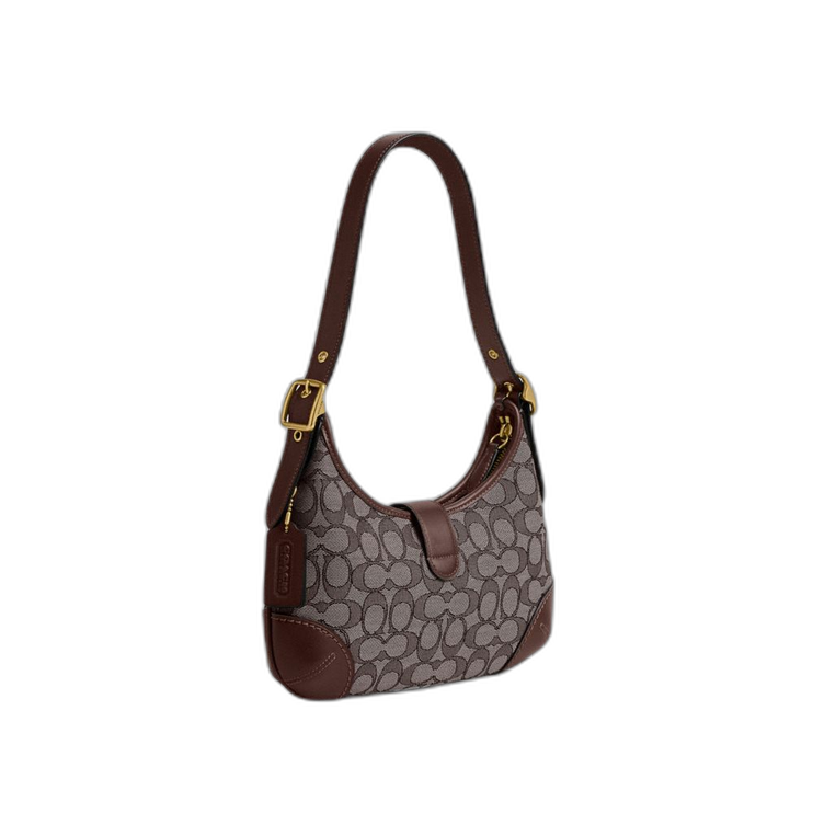 Coach Women's Hamptons Hobo Bag In Signature Jacquard Brass/Oak Maple