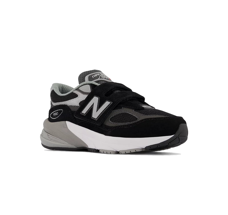 New Balance Little Kid's FuelCell 990v6 Hook & Loop Black with Silver PV990BK6