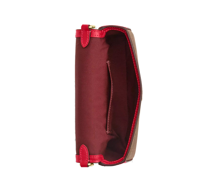 Coach Women's Mini Josie Top Handle Bag In Signature Canvas Gold/Tan/Carnation