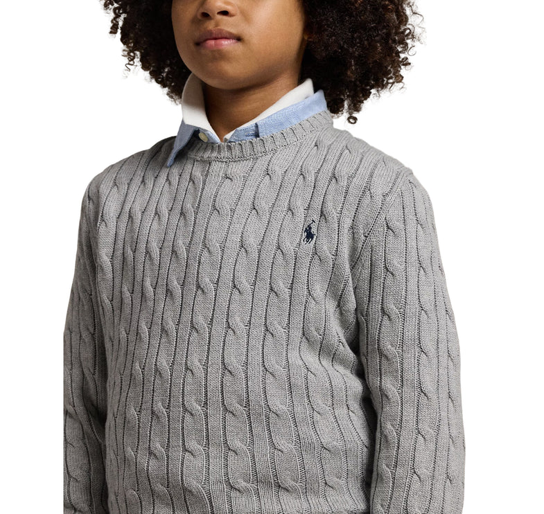 Polo Ralph Lauren Boy's Cable-Knit Cotton Sweater Andover Heather