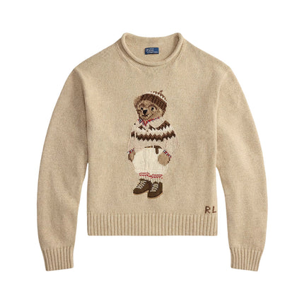 Polo Ralph Lauren Women's Polo Bear Rollneck Sweater Dark Almond Marl