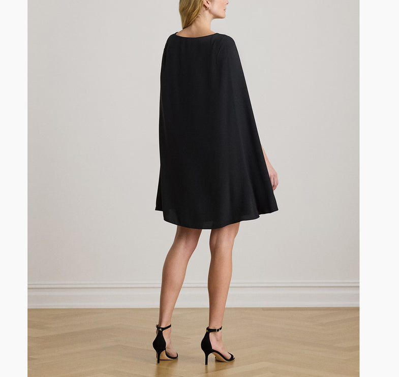Polo Ralph Lauren Women's Cape Georgette Cocktail Dress Black