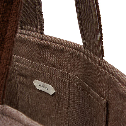 Versace Women's Cotton Terry Jacquard Tote Brown