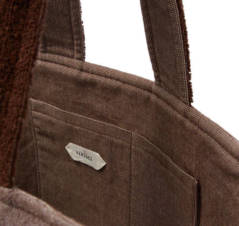 Versace Women's Cotton Terry Jacquard Tote Brown