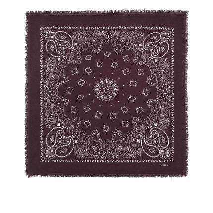 KUJTEN Women's Large Printed Cashmere Hachiko Bandana Burgundy