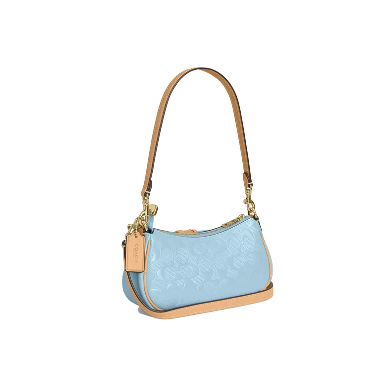 Coach Women's Ashton Mini Shoulder Bag In Signature Leather Gold/Light Blue