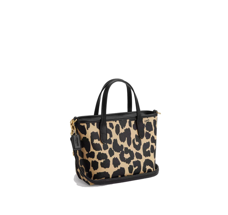 Coach Women's City Mini Tote Bag With Leopard Print Gold/Leopard Multi - Hemen Kargoda