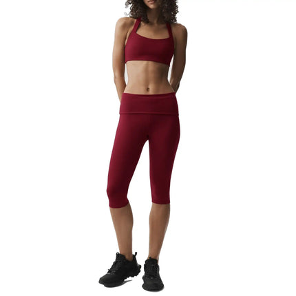 alo Women's ALO Softsculpt Low-Rise Foldover Capri Summer Romance Red