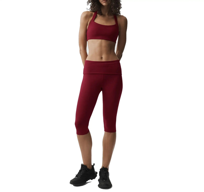 alo Women's ALO Softsculpt Low-Rise Foldover Capri Summer Romance Red