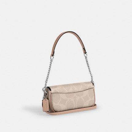 Coach Women's Hailey Flap Bag In Signature Canvas Silver/Sand/Taupe