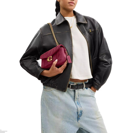 Coach Women's Tabby Shoulder Bag 20 With Pillow Quilting Brass/Dark Fuchsia