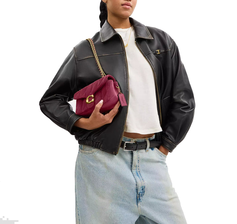 Coach Women's Tabby Shoulder Bag 20 With Pillow Quilting Brass/Dark Fuchsia