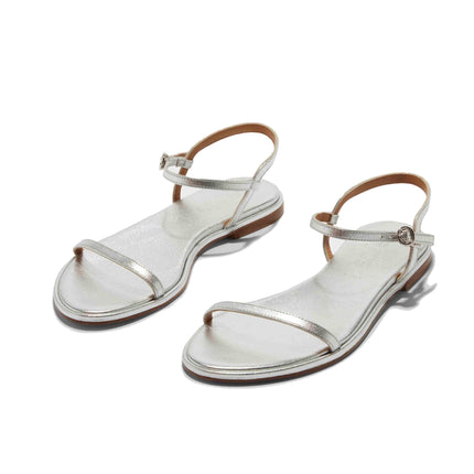 AEYDE Women's Nettie Leather Sandals Silver Nappa