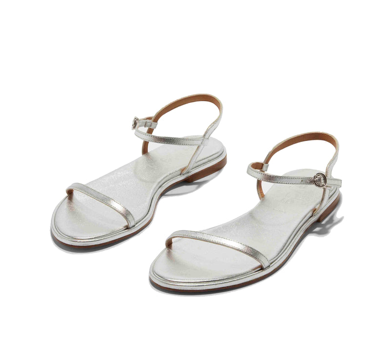 AEYDE Women's Nettie Leather Sandals Silver Nappa