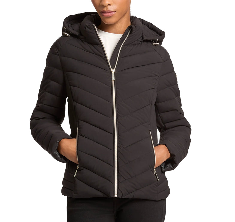 Michael Kors Women's Chevron Quilted Jacket Black