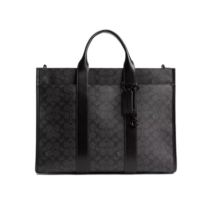 Coach Unisex Wesley Tote In Signature Canvas Charcoal