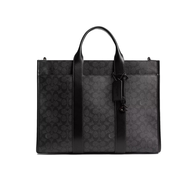 Coach Unisex Wesley Tote In Signature Canvas Charcoal