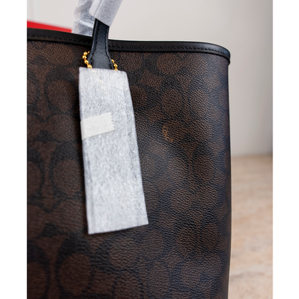 Coach Women's City Tote Bag In Signature Canvas Gold/Walnut/Black