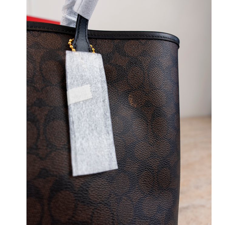 Coach Women's City Tote Bag In Signature Canvas Gold/Walnut/Black