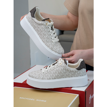 Michael Kors Women's Romey Two Tone Logo Platform Sneaker Vanilla