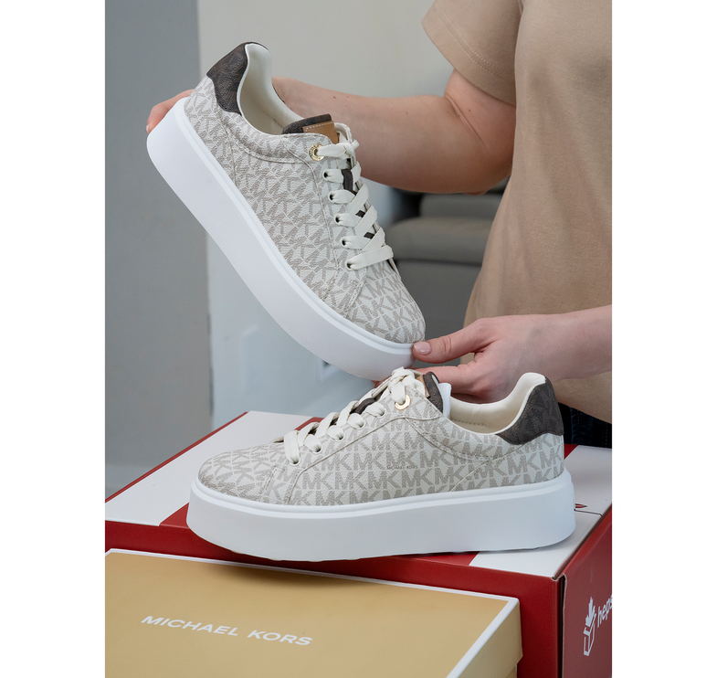 Michael Kors Women's Romey Two Tone Logo Platform Sneaker Vanilla
