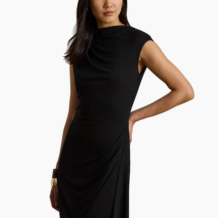 Polo Ralph Lauren Women's Pleated Jersey Boatneck Midi Dress Black
