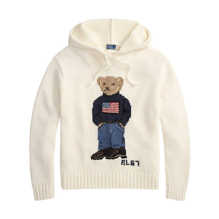 Polo Ralph Lauren Women's Polo Bear Hooded Sweater Parchment Cream