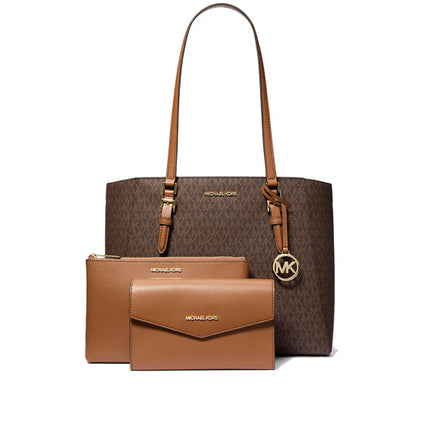 Michael Kors Women's Charlotte Large 3-in-1 Signature Logo Tote Bag Brown