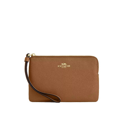 Coach Women's Corner Zip Wristlet Gold/Honey Brown
