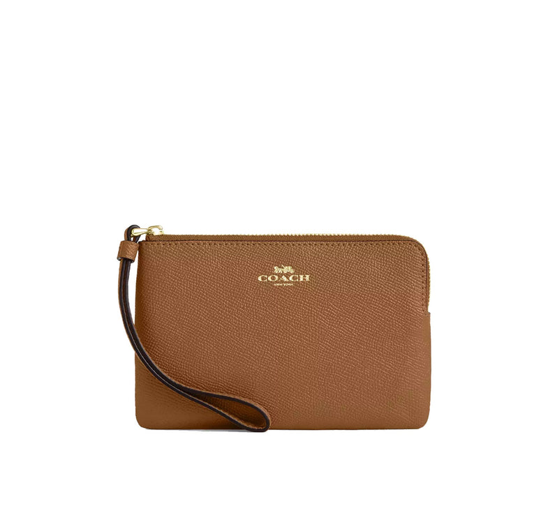 Coach Women's Corner Zip Wristlet Gold/Honey Brown