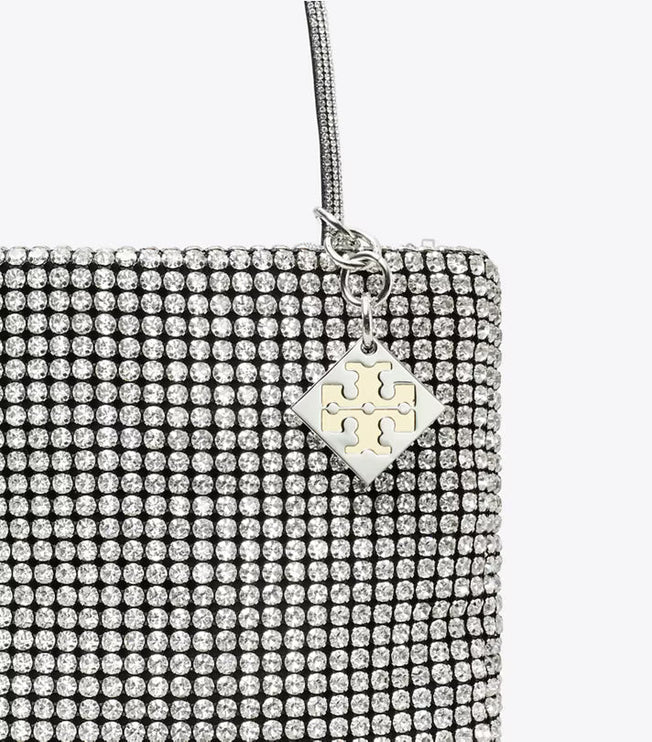 Tory Burch Women's Night Owl Crystal-Embellished Mini Tote Silver