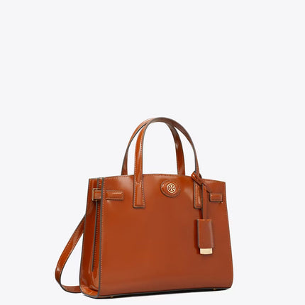 Tory Burch Women's Small Robinson Spazzolato Satchel DARK SIENNA