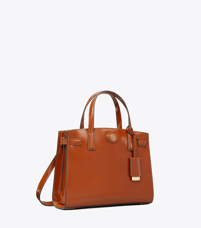 Tory Burch Women's Small Robinson Spazzolato Satchel DARK SIENNA