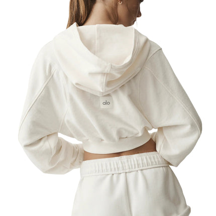 alo Women's Sweet Escape Zip Up Hoodie Ivory