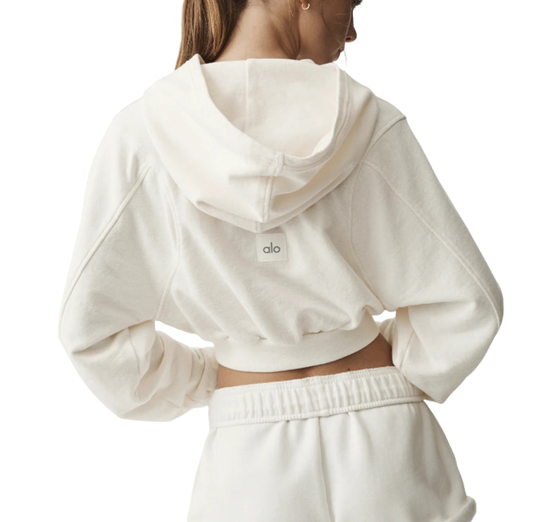 alo Women's Sweet Escape Zip Up Hoodie Ivory