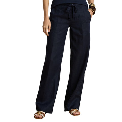 Polo Ralph Lauren Women's Linen Wide-Leg Pant Lauren Navy