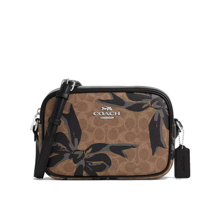 Coach Women's Jamie Camera Bag In Signature Canvas With Bow Print Silver/Tan/Black Multi