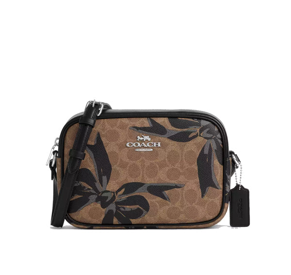 Coach Women's Jamie Camera Bag In Signature Canvas With Bow Print Silver/Tan/Black Multi