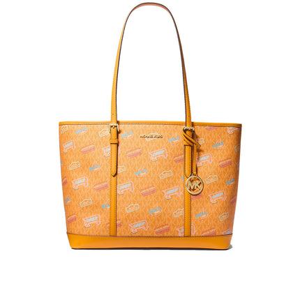 Michael Kors Women's Jet Set Large Printed Signature Logo Tote Bag Pop Orange