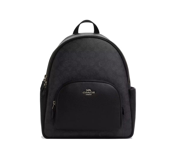 Coach Women's Court Backpack In Signature Canvas Gunmetal/Charcoal/Black