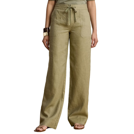 Polo Ralph Lauren Women's Linen Wide-Leg Pant Light Agave