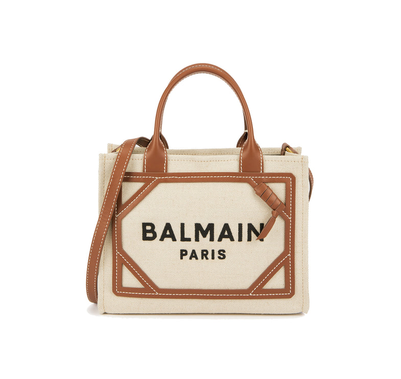 Balmain Women's B-Army Small Canvas Tote Bag Beige