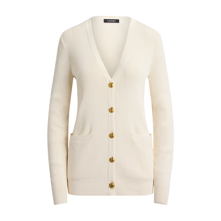 Polo Ralph Lauren Women's Rib-Knit V-Neck Cardigan Mascarpone Cream