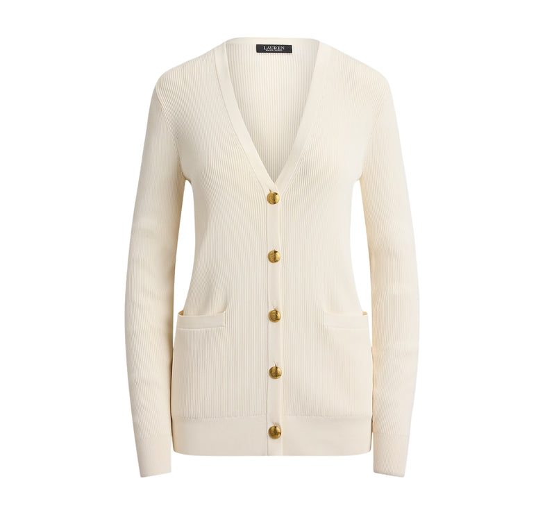 Polo Ralph Lauren Women's Rib-Knit V-Neck Cardigan Mascarpone Cream