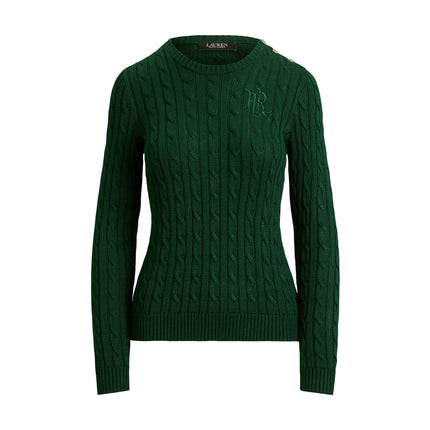 Polo Ralph Lauren Women's Button-Trim Cable-Knit Sweater Moss Agate