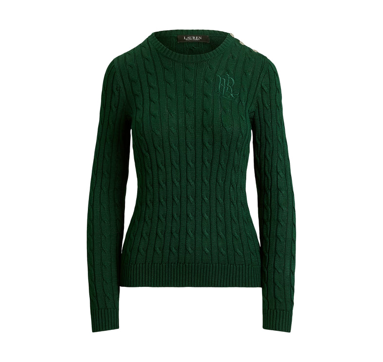 Polo Ralph Lauren Women's Button-Trim Cable-Knit Sweater Moss Agate